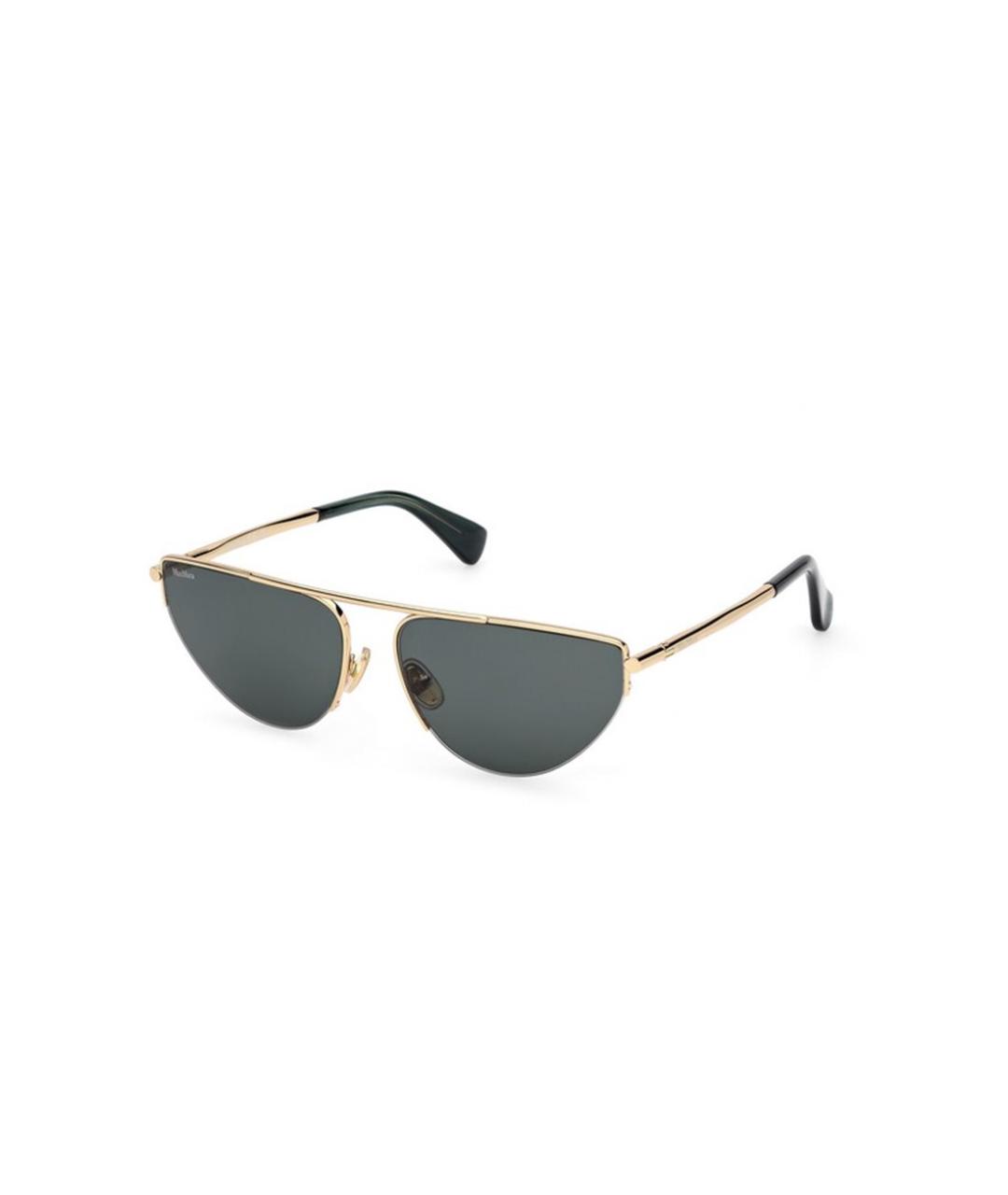 MAX MARA Золотые металлические солнцезащитные очки, фото 1