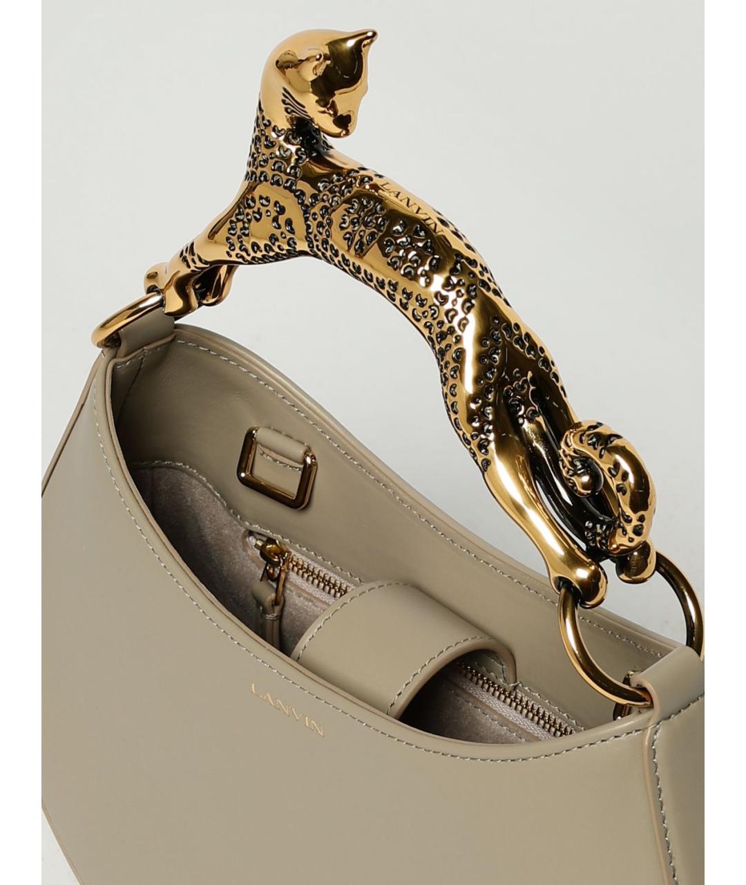 LANVIN Бежевая кожаная сумка с короткими ручками, фото 5