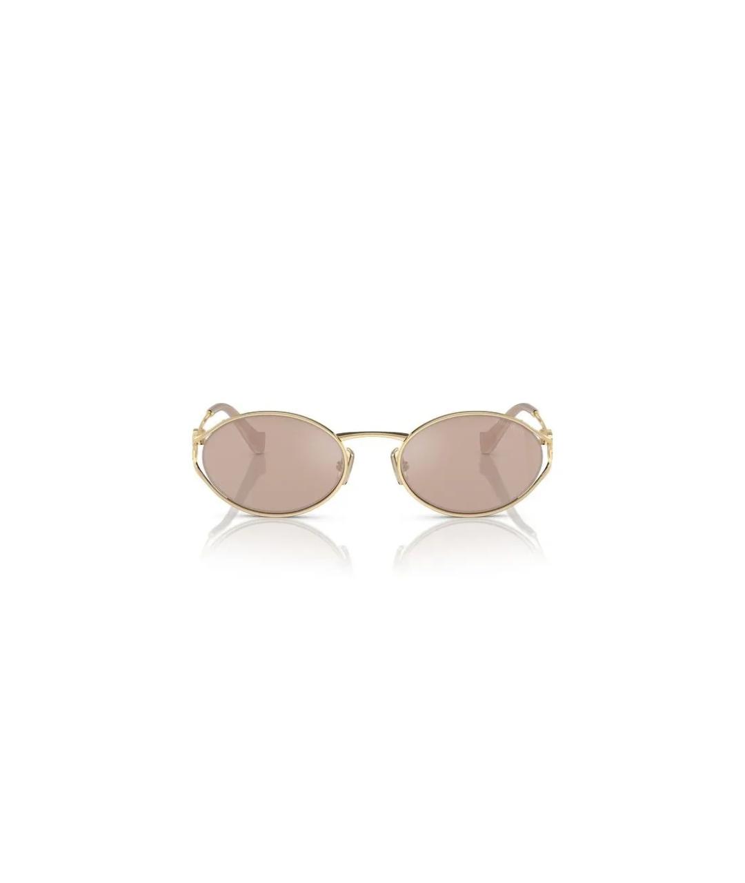 MIU MIU Золотые металлические солнцезащитные очки, фото 2