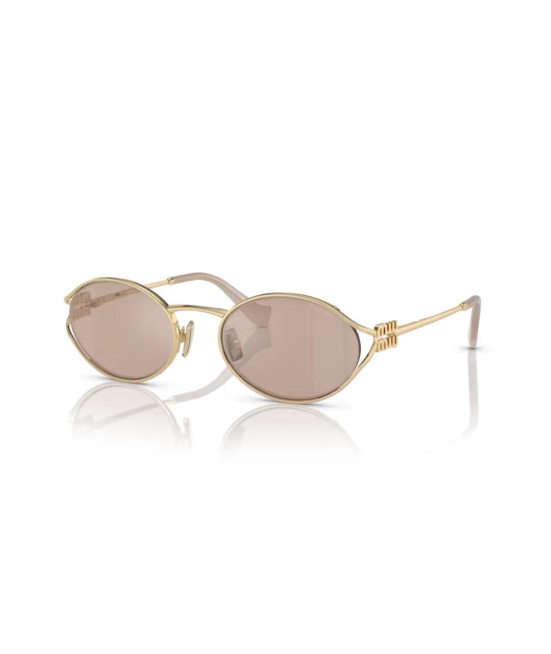 MIU MIU Золотые металлические солнцезащитные очки, фото 1