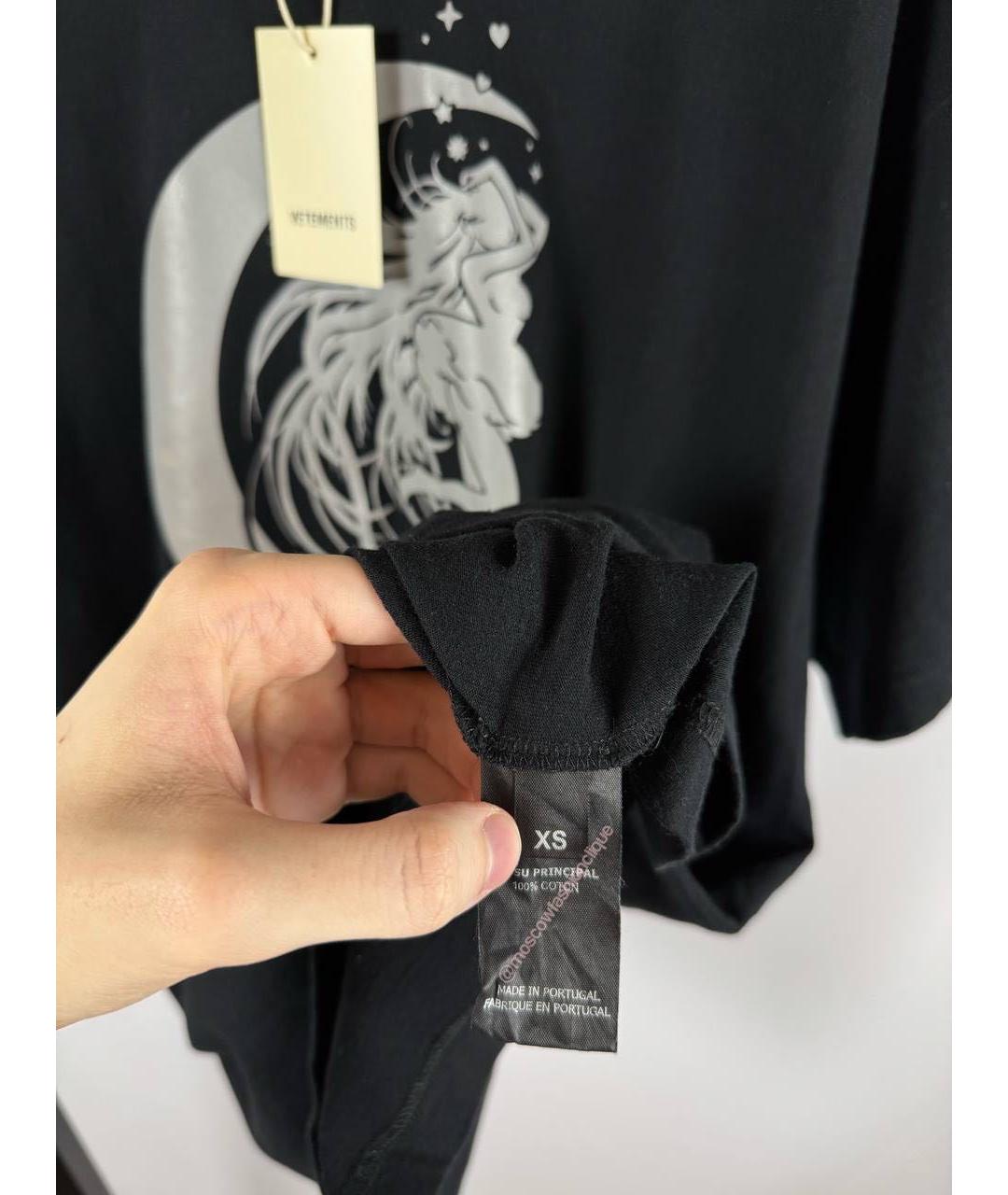 VETEMENTS Черная хлопковая футболка, фото 8