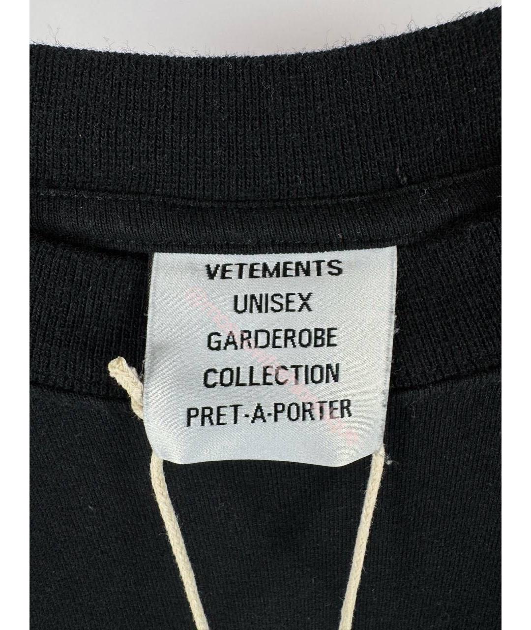 VETEMENTS Черная хлопковая футболка, фото 7