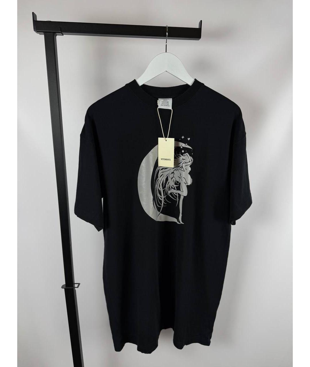 VETEMENTS Черная хлопковая футболка, фото 3