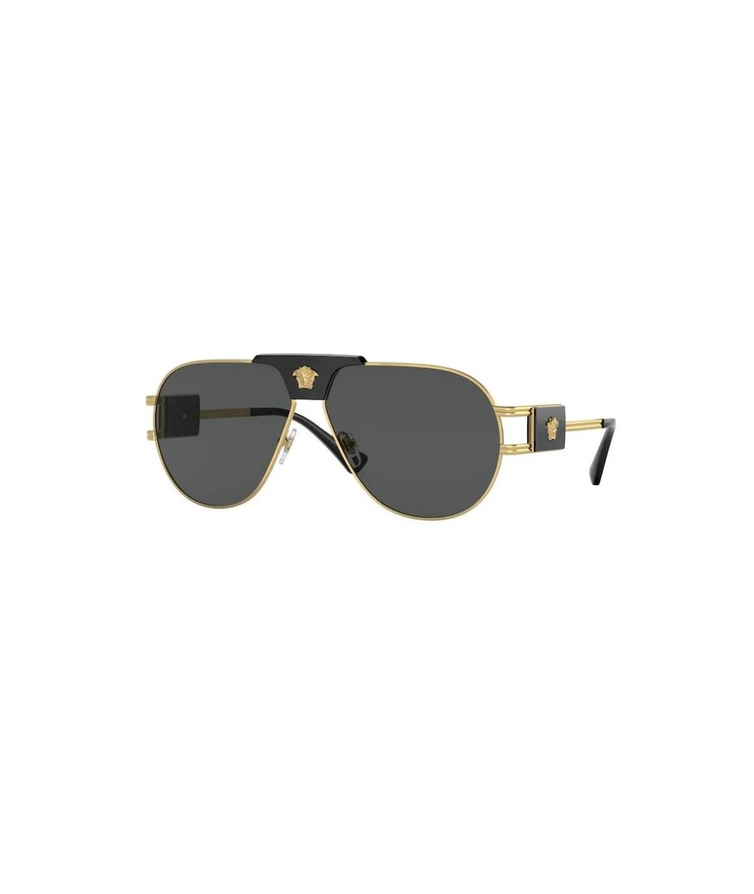 VERSACE Золотые металлические солнцезащитные очки, фото 1