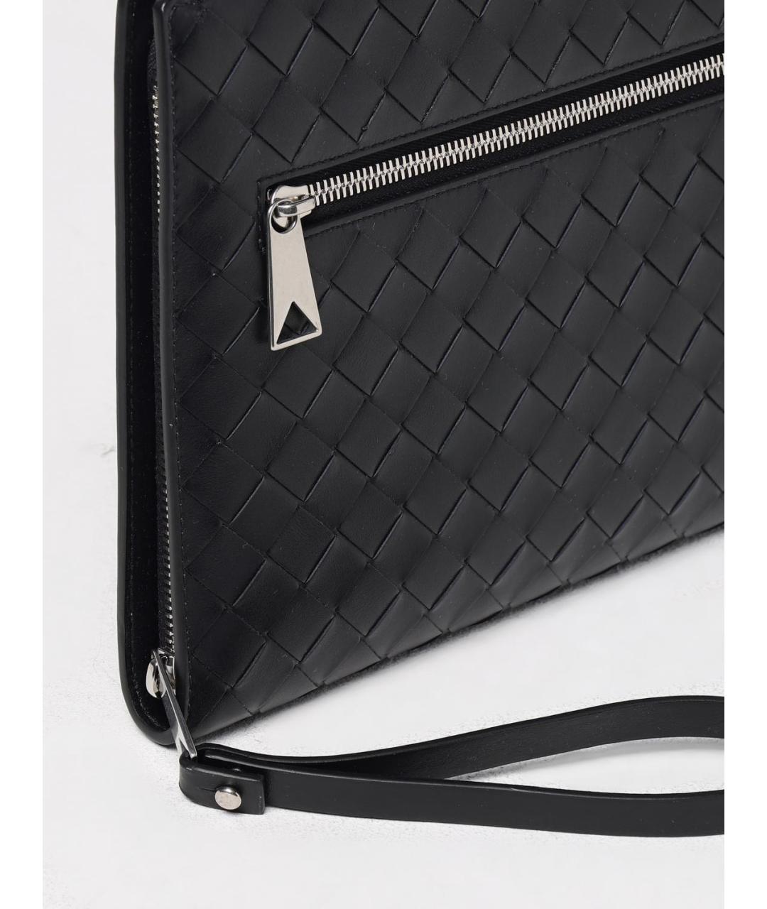 BOTTEGA VENETA Черная кожаная барсетка, фото 4