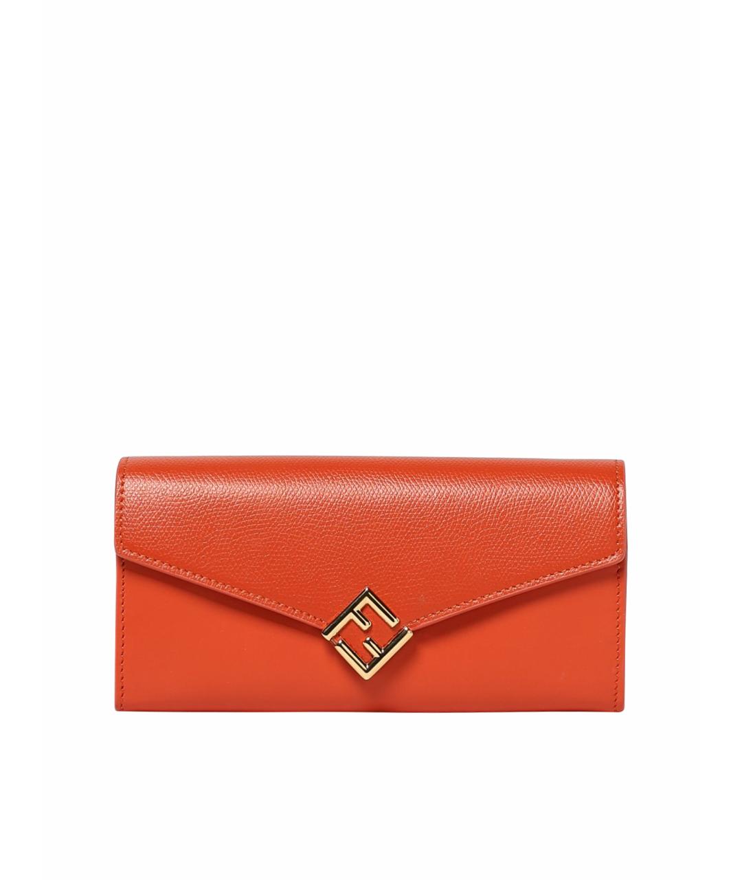 FENDI Оранжевый кожаный кошелек, фото 1