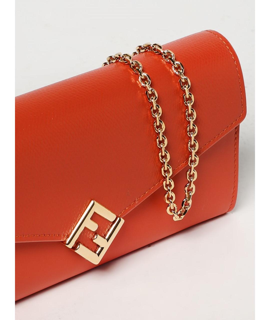 FENDI Оранжевый кожаный кошелек, фото 3