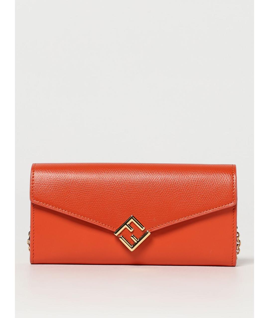 FENDI Оранжевый кожаный кошелек, фото 5