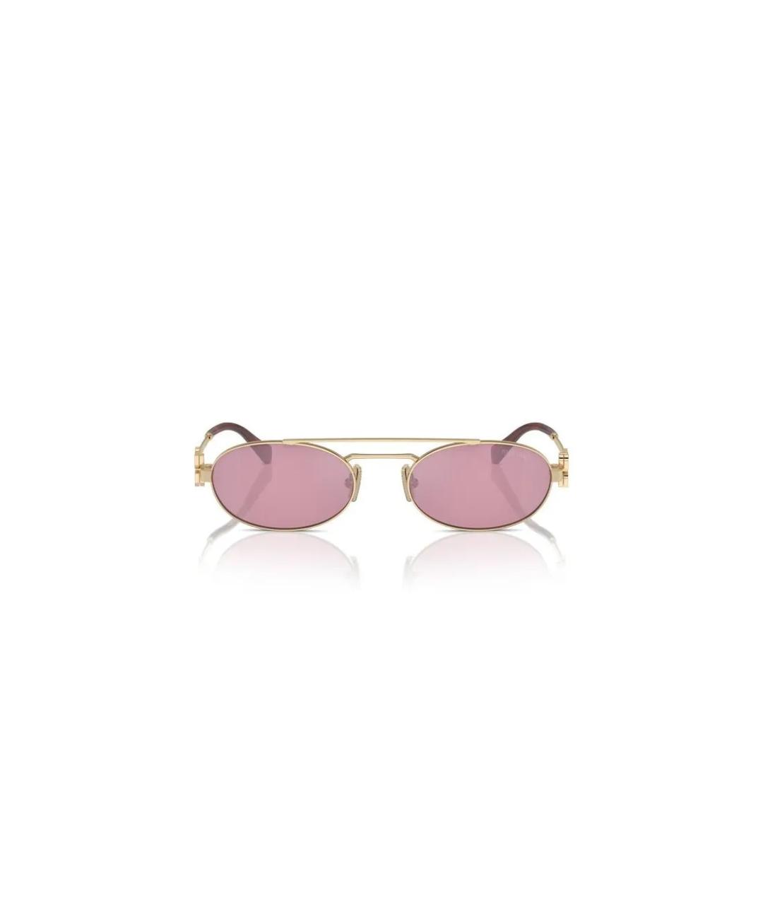 MIU MIU Золотые металлические солнцезащитные очки, фото 2