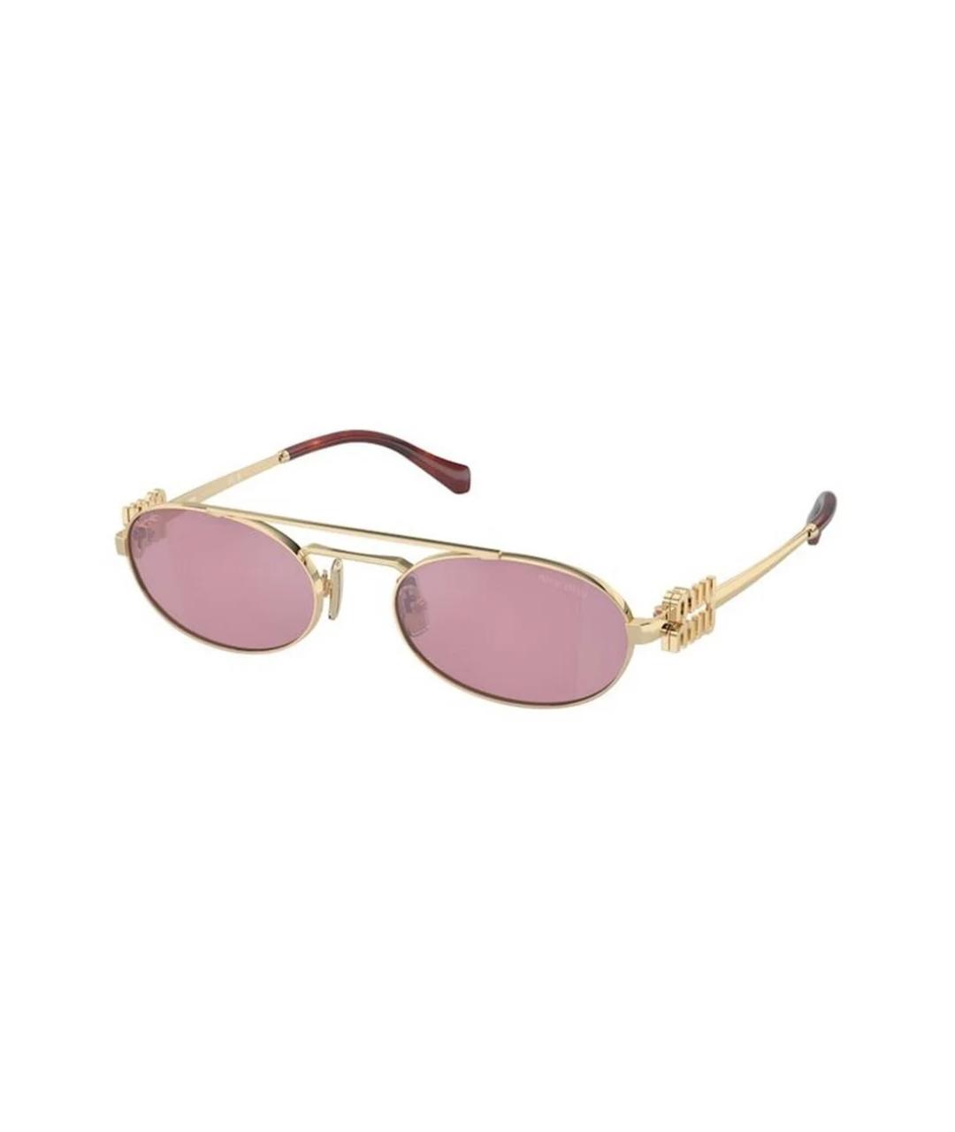 MIU MIU Золотые металлические солнцезащитные очки, фото 3
