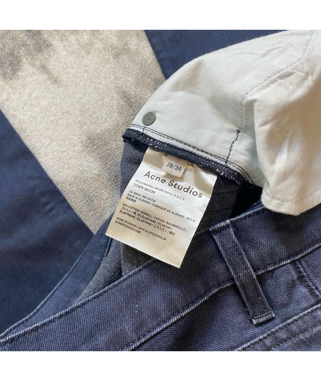 ACNE STUDIOS Антрацитовые хлопко-эластановые джинсы скинни, фото 4