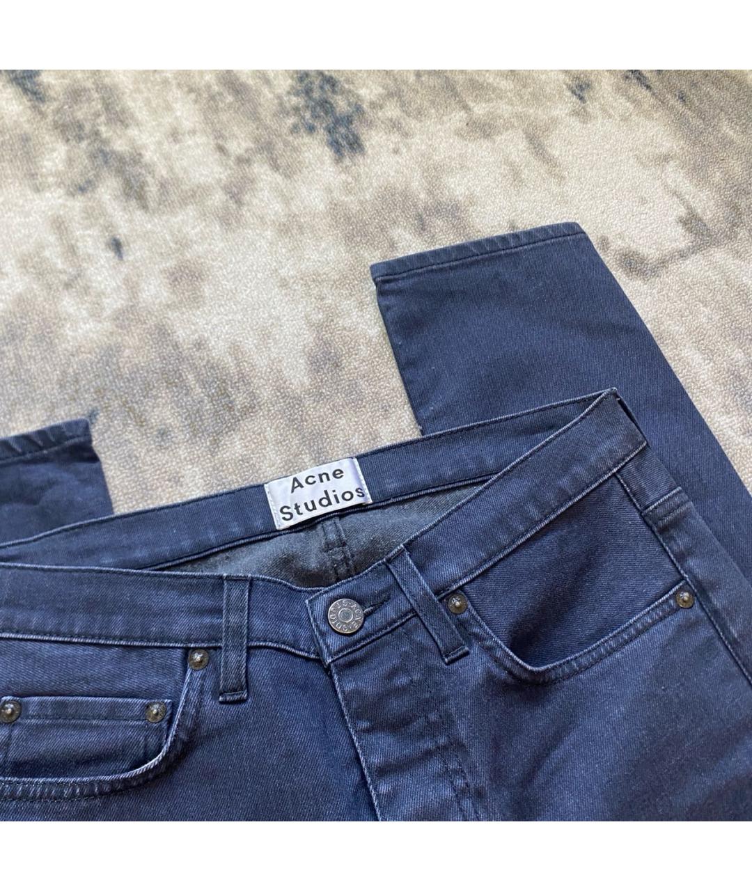 ACNE STUDIOS Антрацитовые хлопко-эластановые джинсы скинни, фото 3
