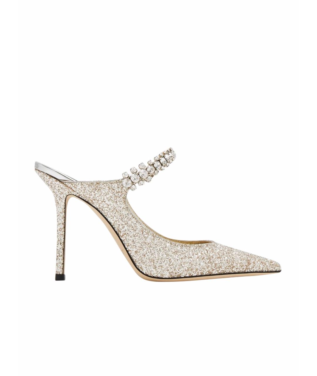 JIMMY CHOO Золотые кожаные мюли, фото 1