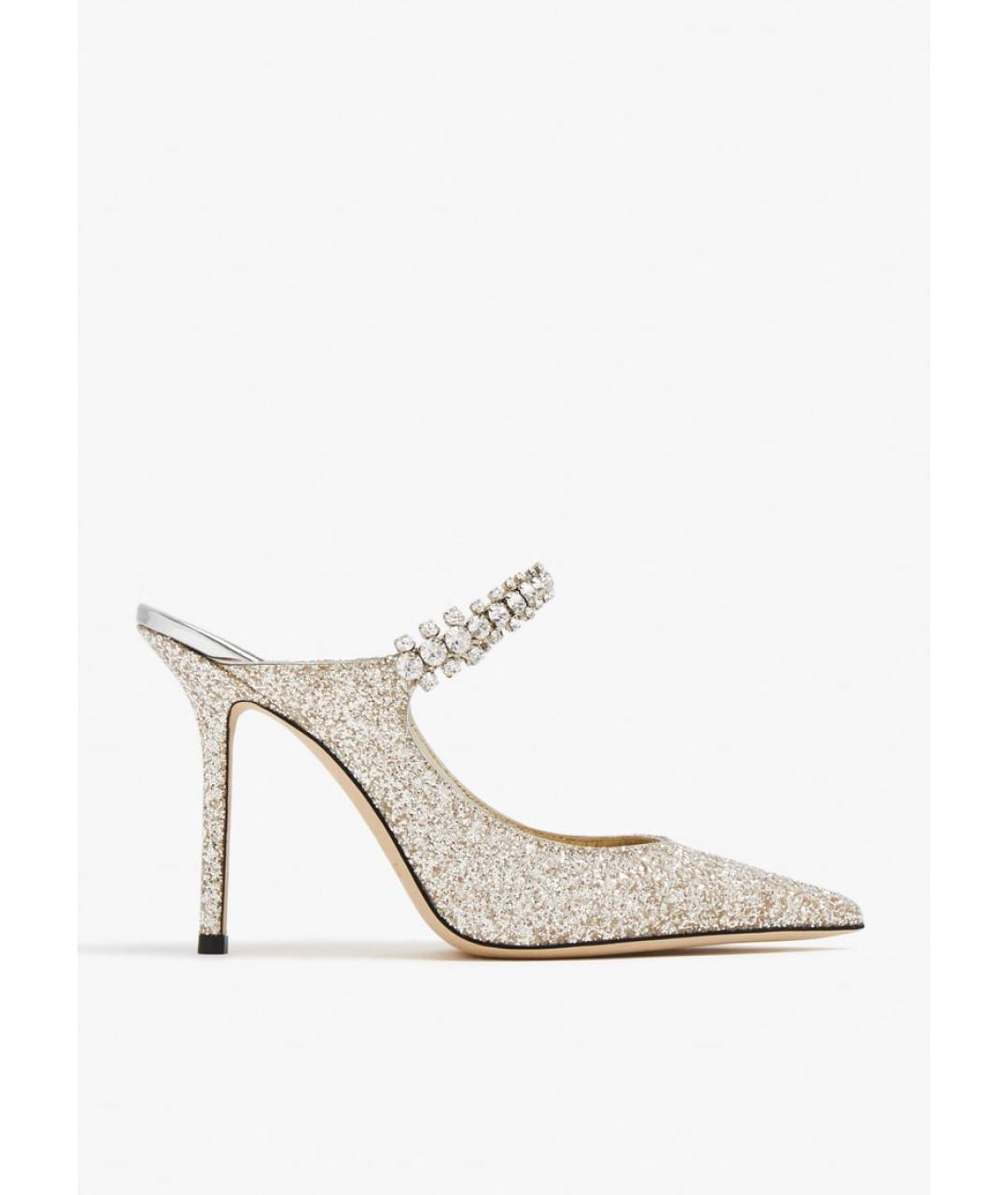 JIMMY CHOO Золотые кожаные мюли, фото 4