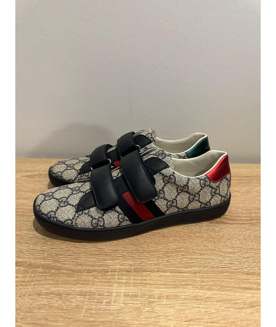 GUCCI Темно-синие кожаные кеды, фото 9