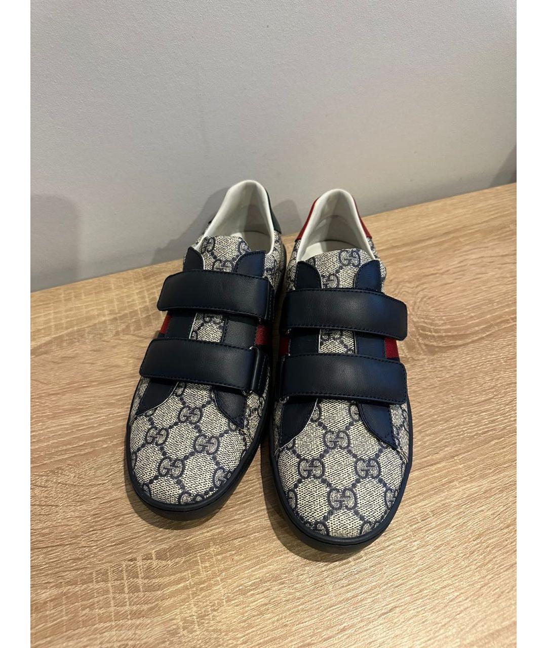 GUCCI Темно-синие кожаные кеды, фото 7