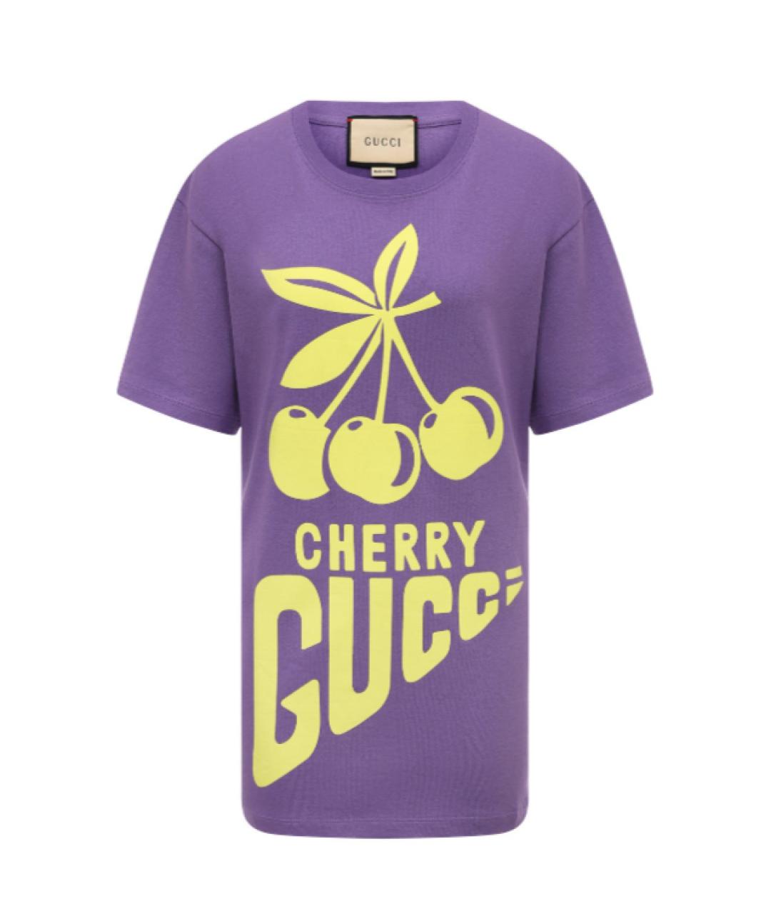 GUCCI Фиолетовая хлопко-эластановая футболка, фото 1