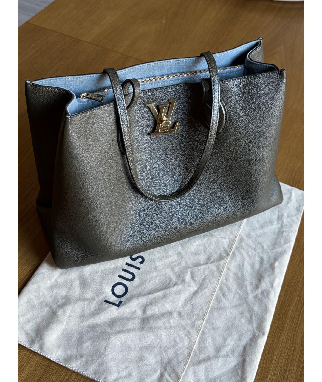 LOUIS VUITTON Хаки кожаная сумка тоут, фото 2
