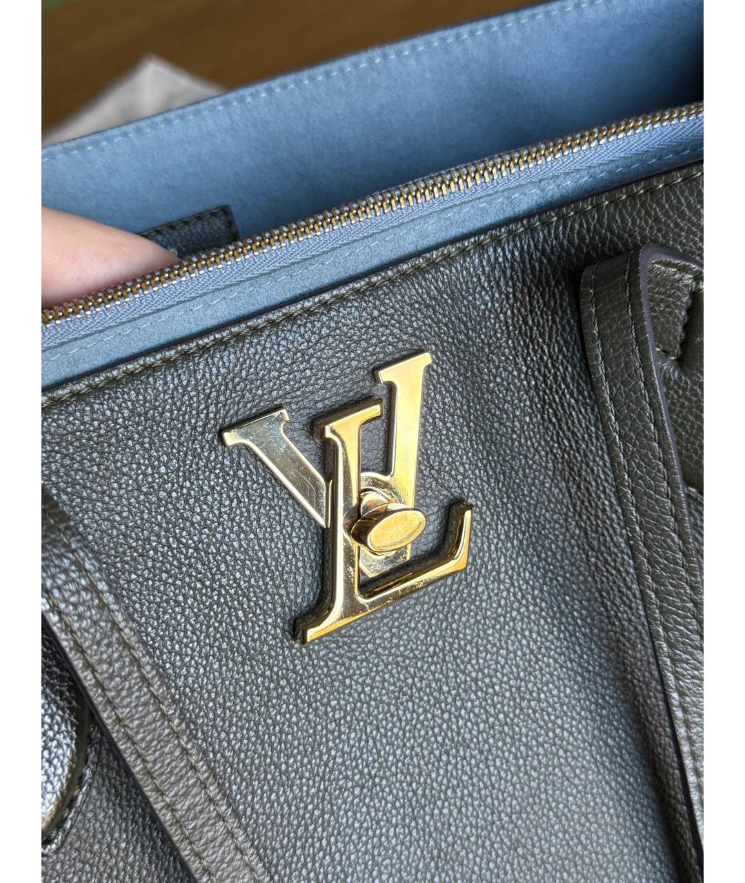 LOUIS VUITTON Хаки кожаная сумка тоут, фото 6