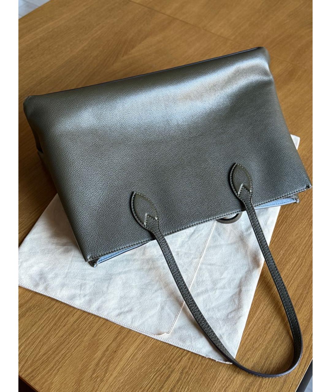LOUIS VUITTON Хаки кожаная сумка тоут, фото 4