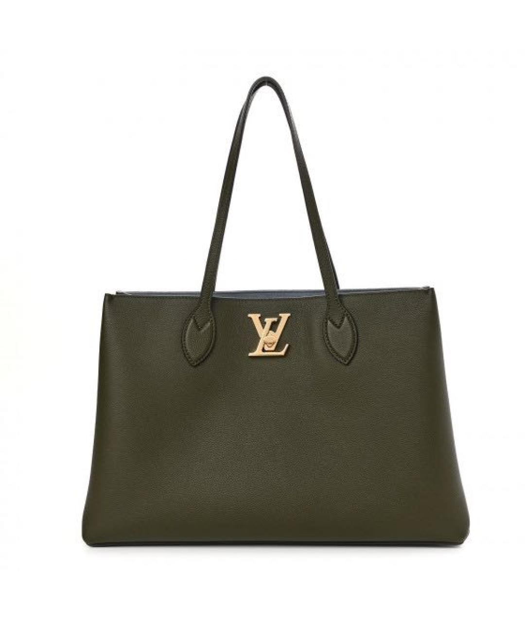 LOUIS VUITTON Хаки кожаная сумка тоут, фото 1