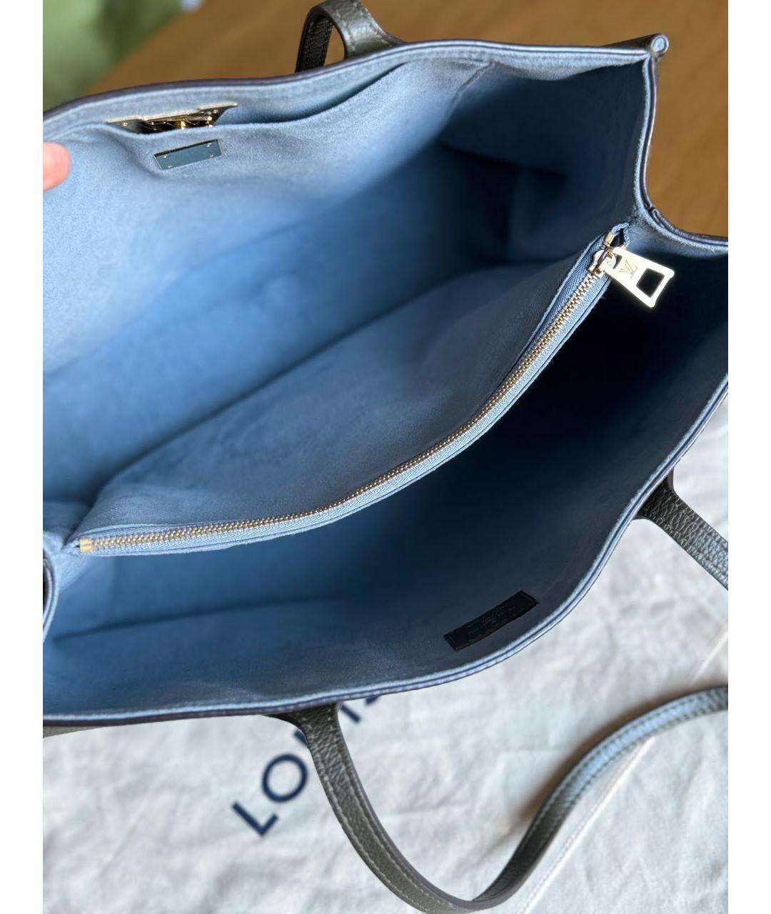 LOUIS VUITTON Хаки кожаная сумка тоут, фото 7
