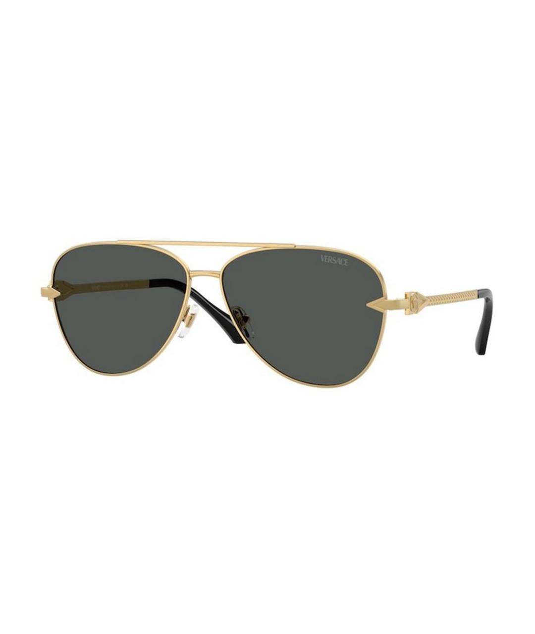 VERSACE Золотые металлические солнцезащитные очки, фото 1