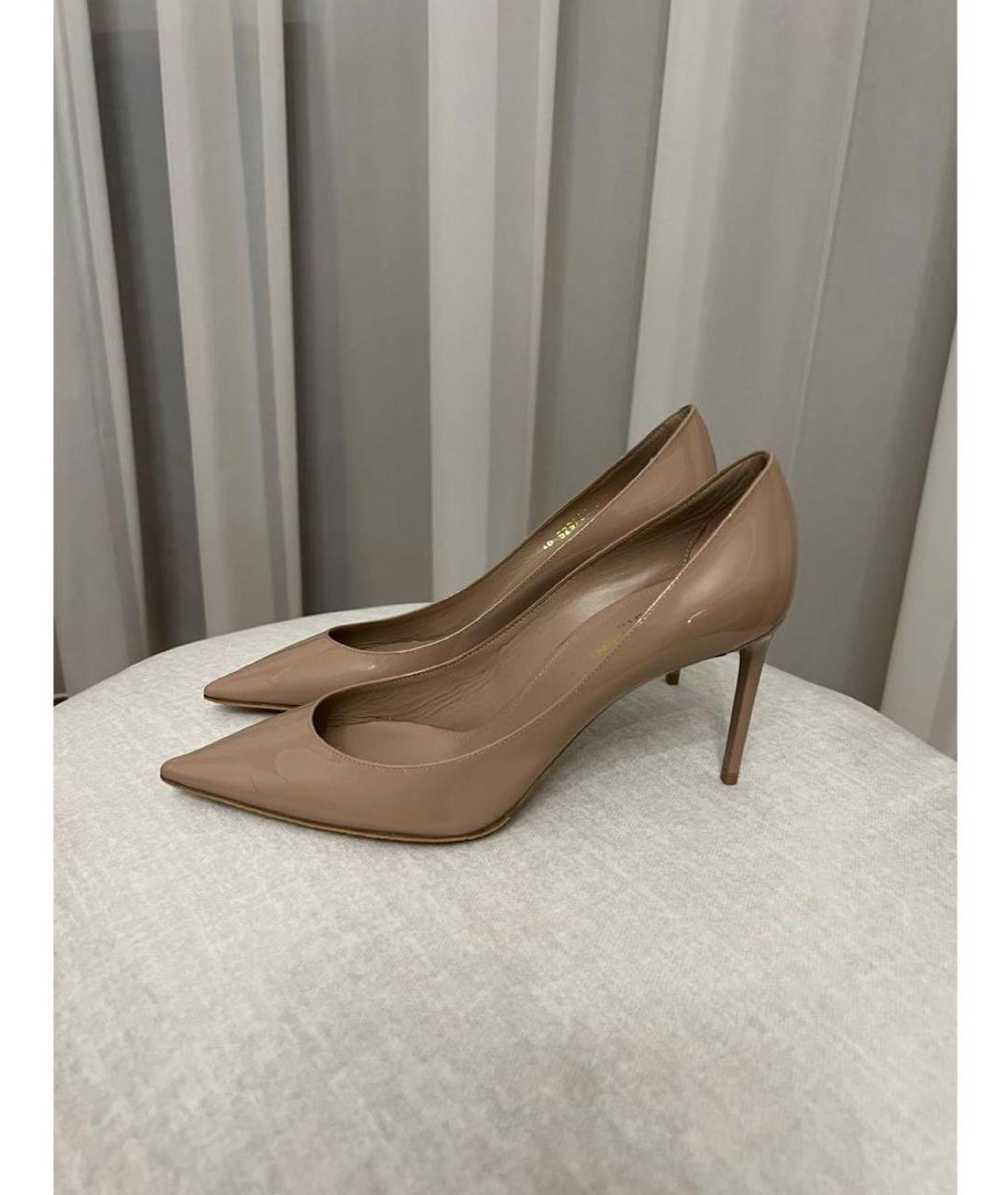 SAINT LAURENT Бежевые кожаные туфли, фото 2