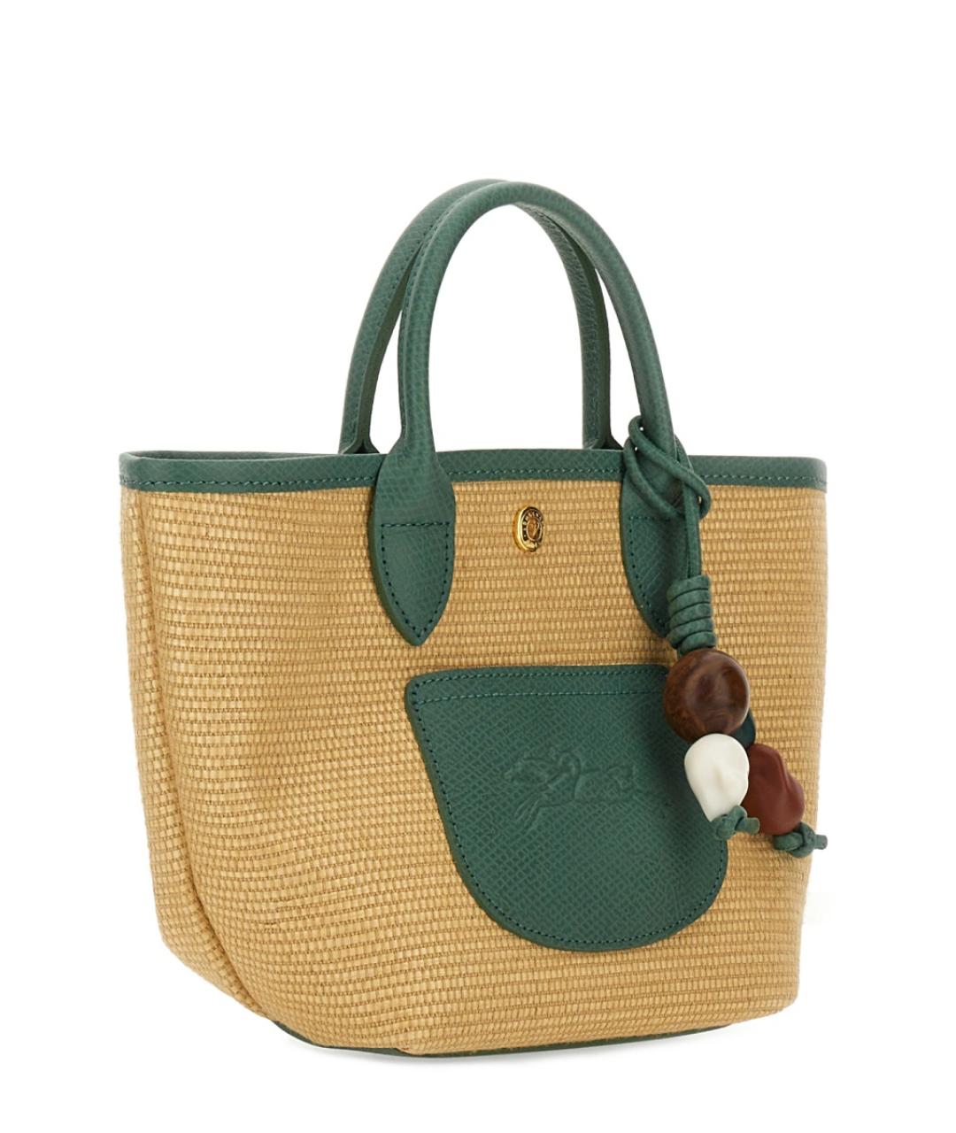 LONGCHAMP Бежевая хлопковая сумка с короткими ручками, фото 3