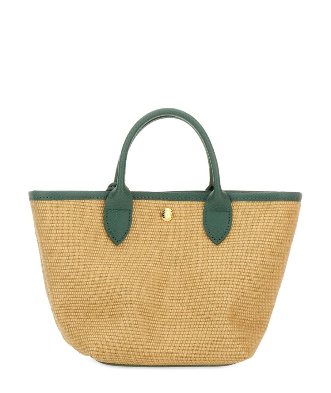 LONGCHAMP Бежевая хлопковая сумка с короткими ручками, фото 4