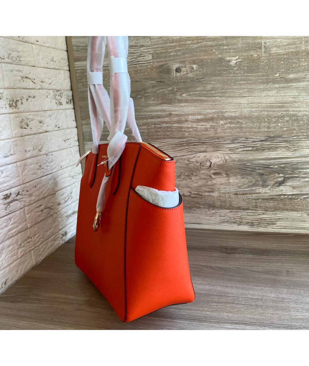 MICHAEL KORS Оранжевая кожаная сумка тоут, фото 7