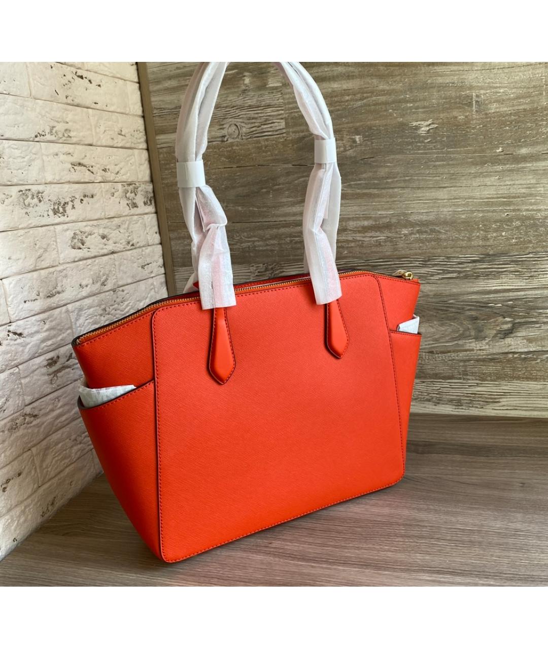 MICHAEL KORS Оранжевая кожаная сумка тоут, фото 3