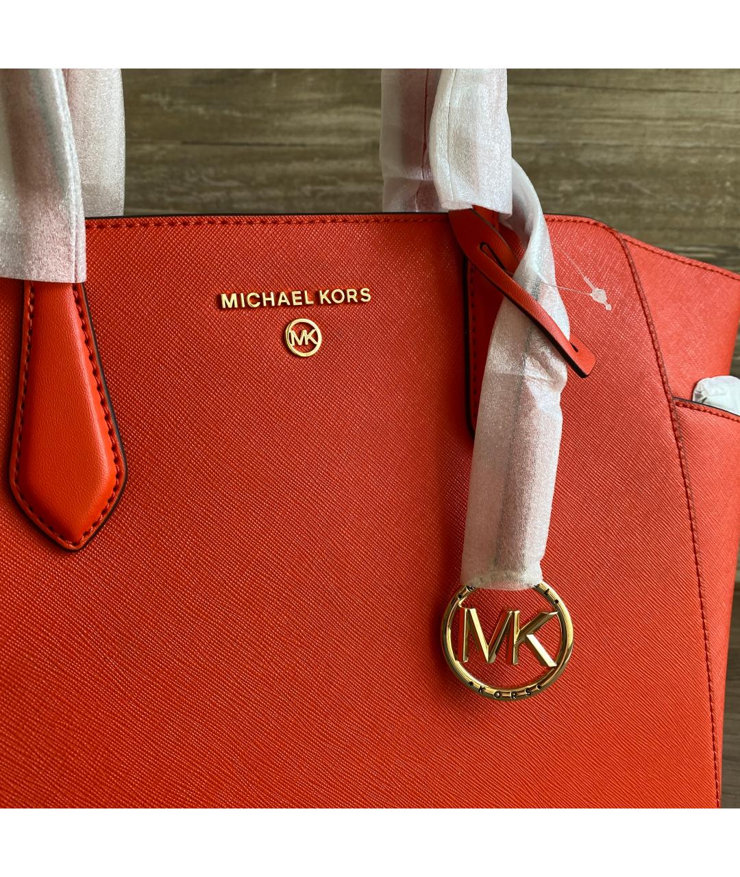 MICHAEL KORS Оранжевая кожаная сумка тоут, фото 8