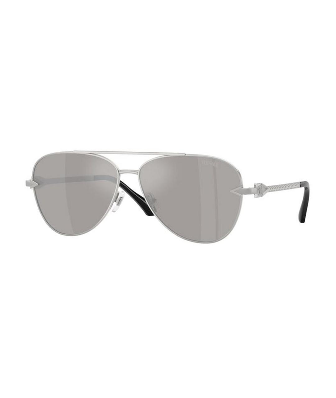 VERSACE Серебряные металлические солнцезащитные очки, фото 1