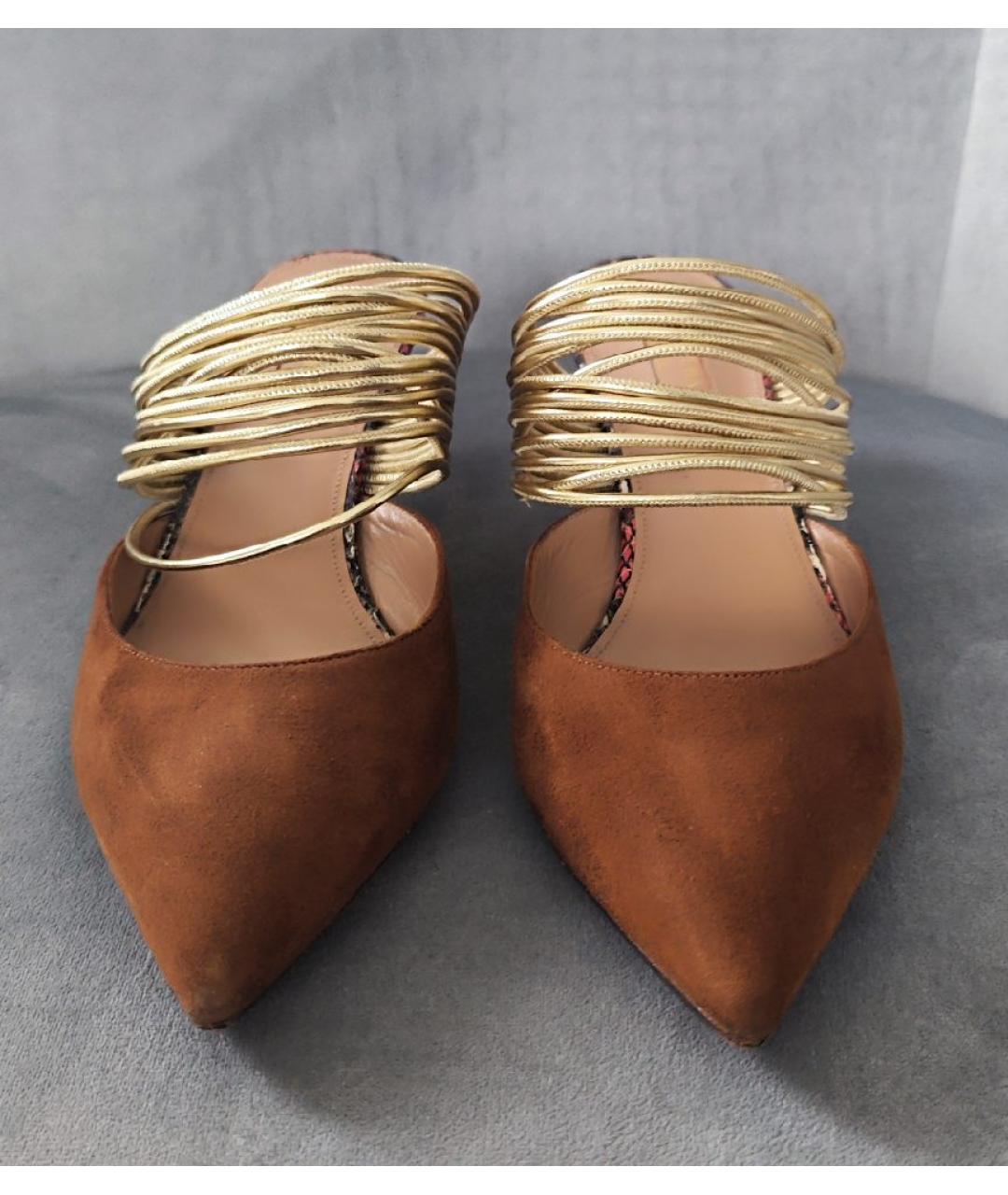 AQUAZZURA Коричневые замшевые мюли, фото 2