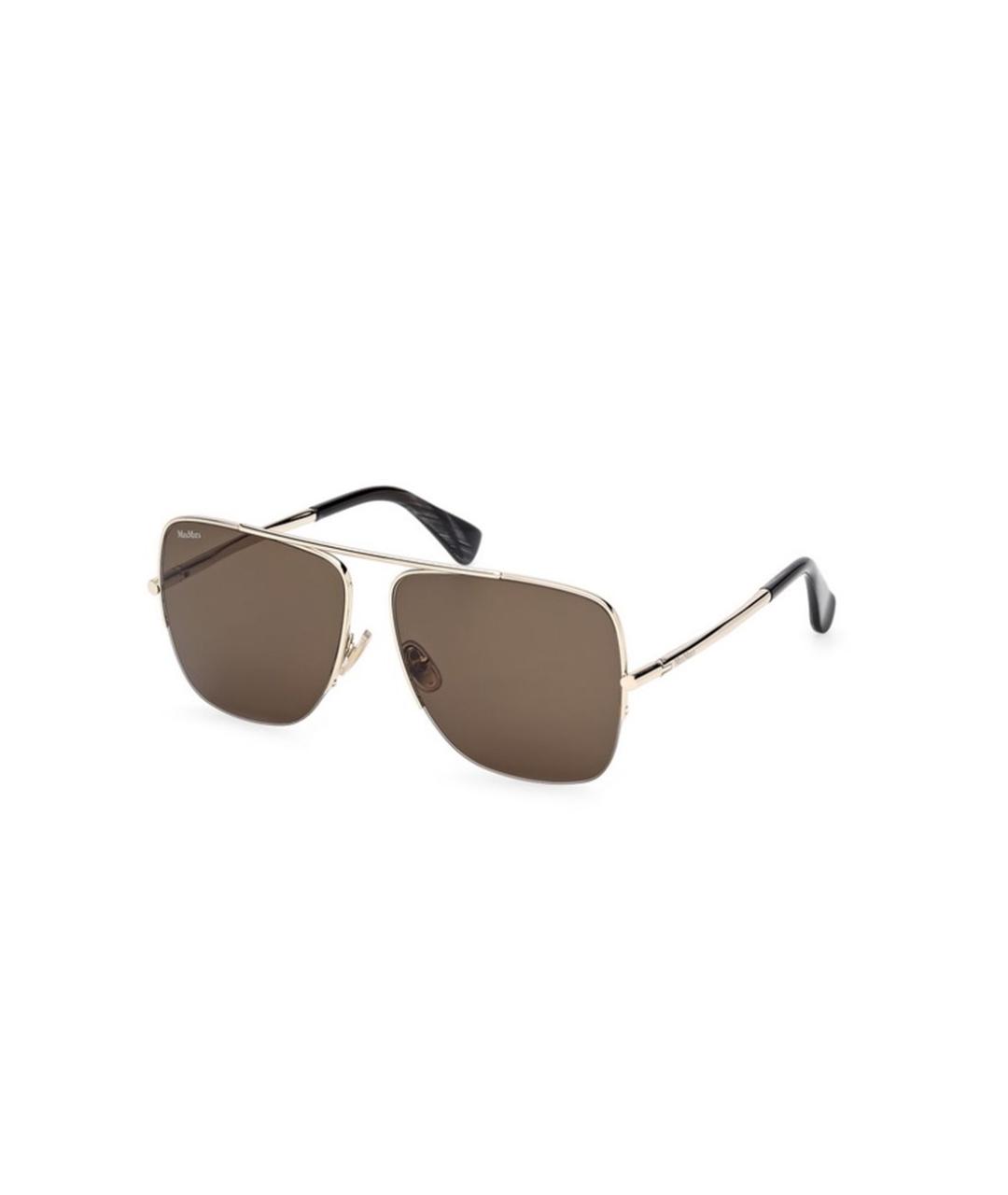 MAX MARA Золотые металлические солнцезащитные очки, фото 1