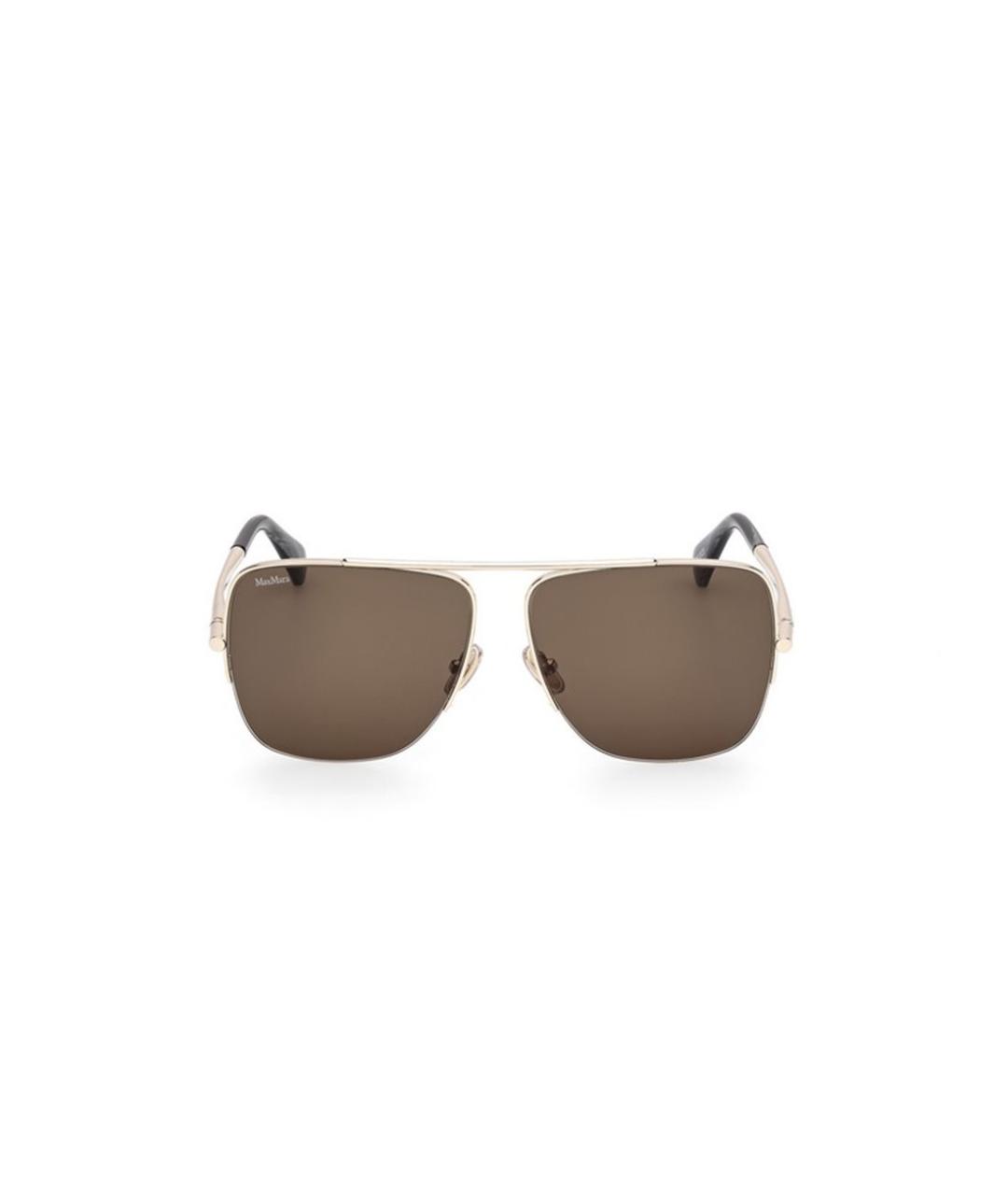 MAX MARA Золотые металлические солнцезащитные очки, фото 3