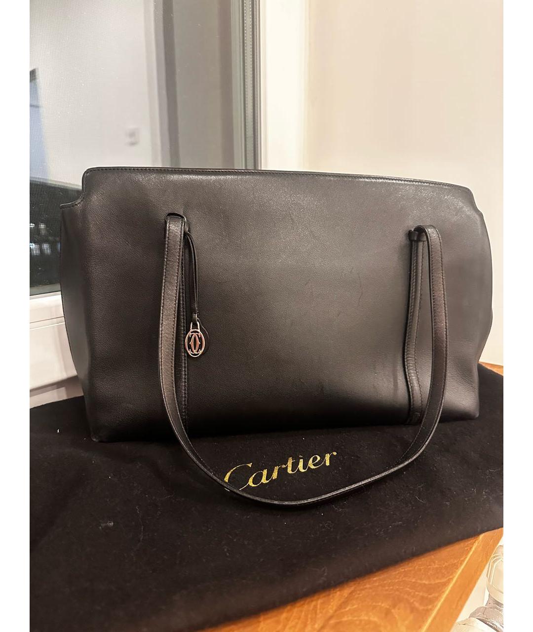 CARTIER Черная кожаная сумка тоут, фото 7