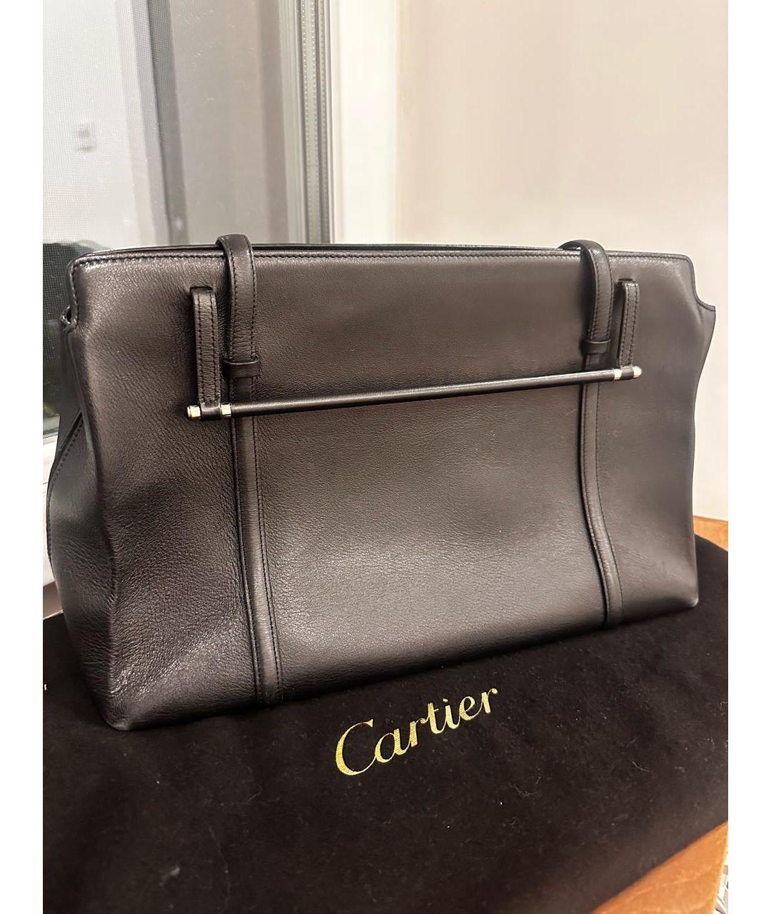 CARTIER Черная кожаная сумка тоут, фото 2