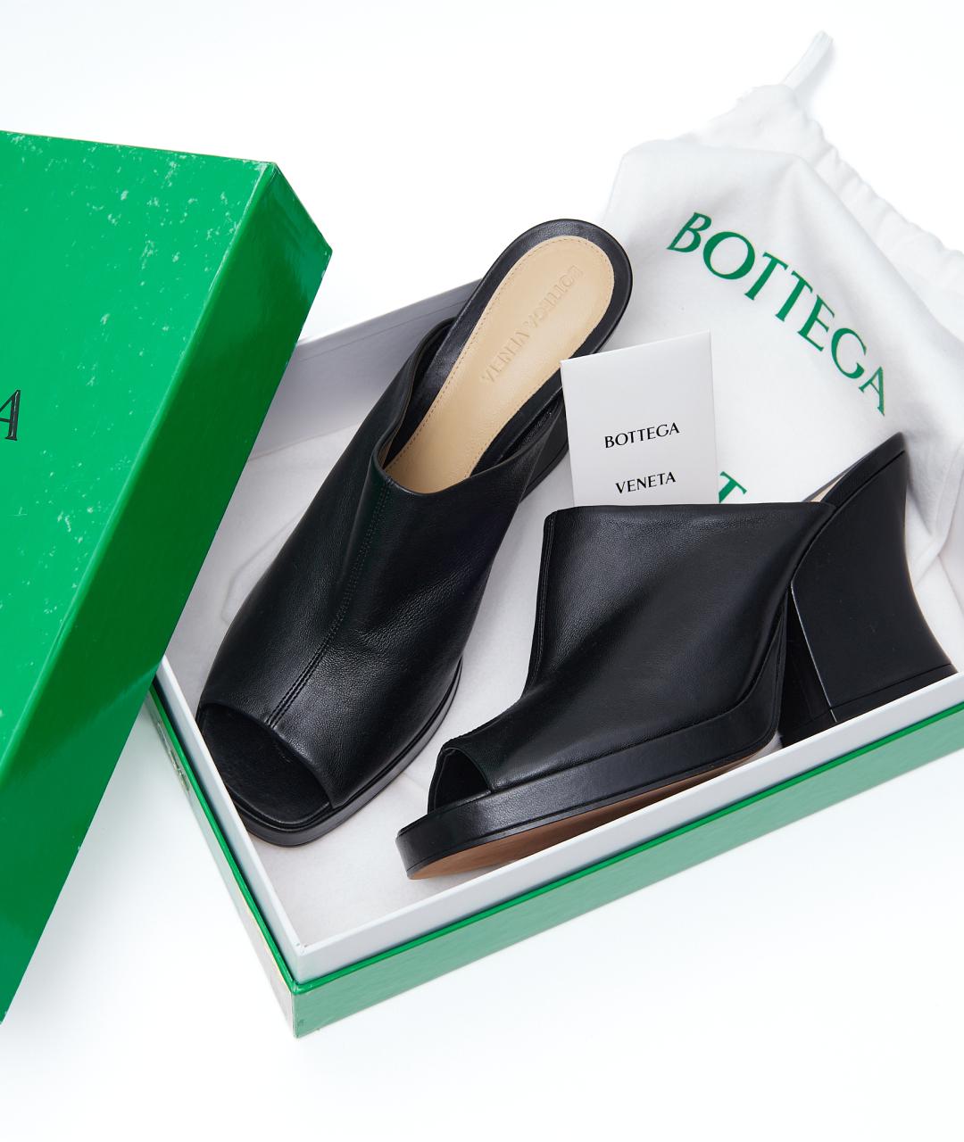 BOTTEGA VENETA Черные кожаные мюли, фото 7