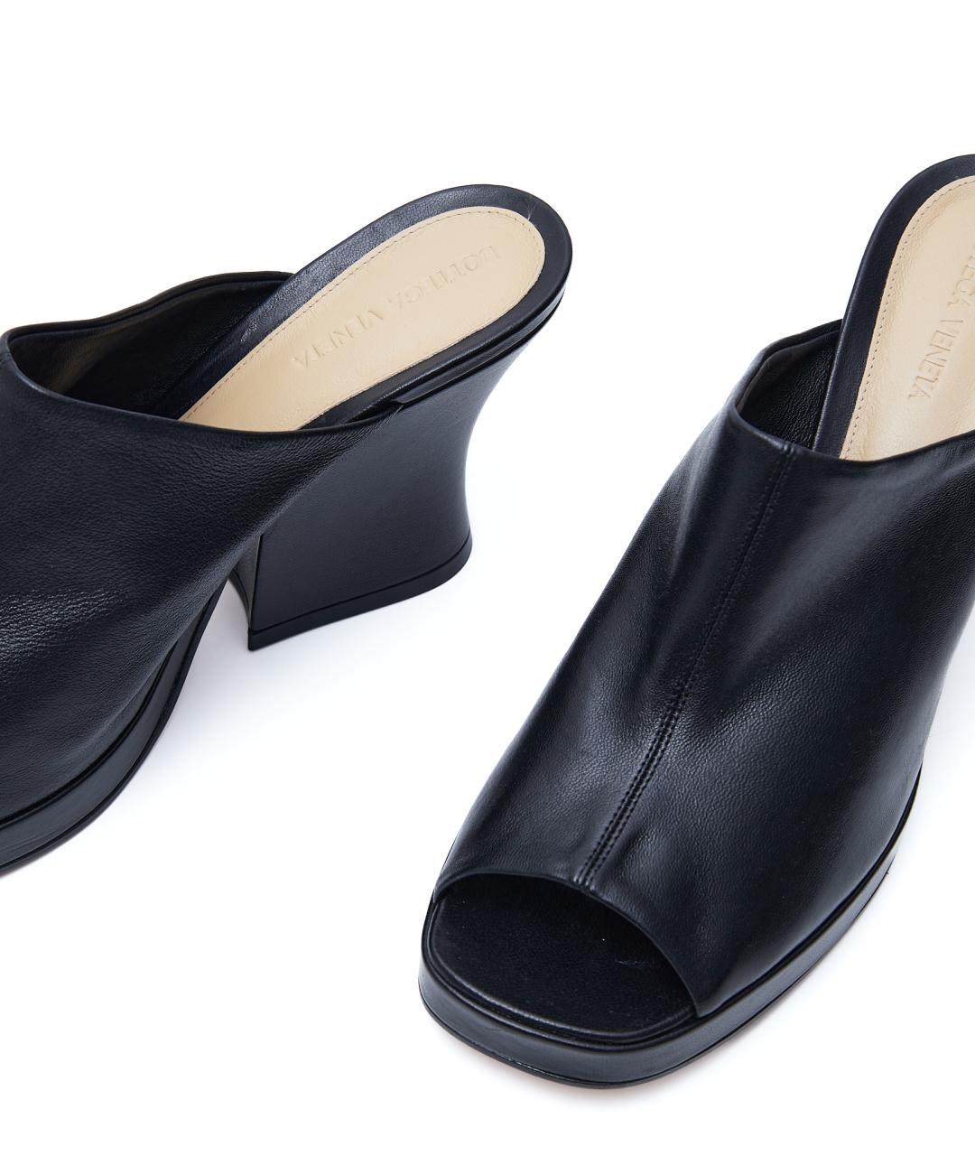 BOTTEGA VENETA Черные кожаные мюли, фото 5