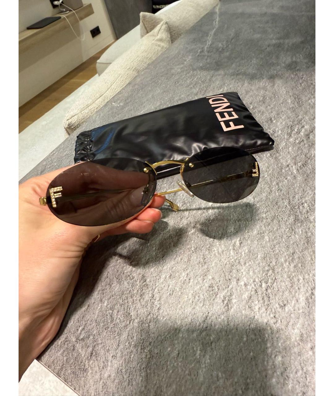 FENDI Черные металлические солнцезащитные очки, фото 2