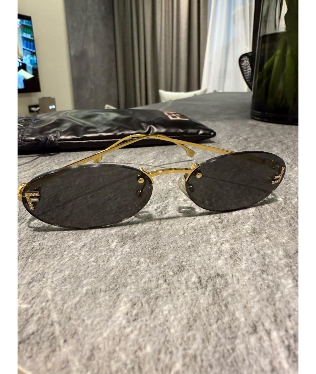 FENDI Черные металлические солнцезащитные очки, фото 4