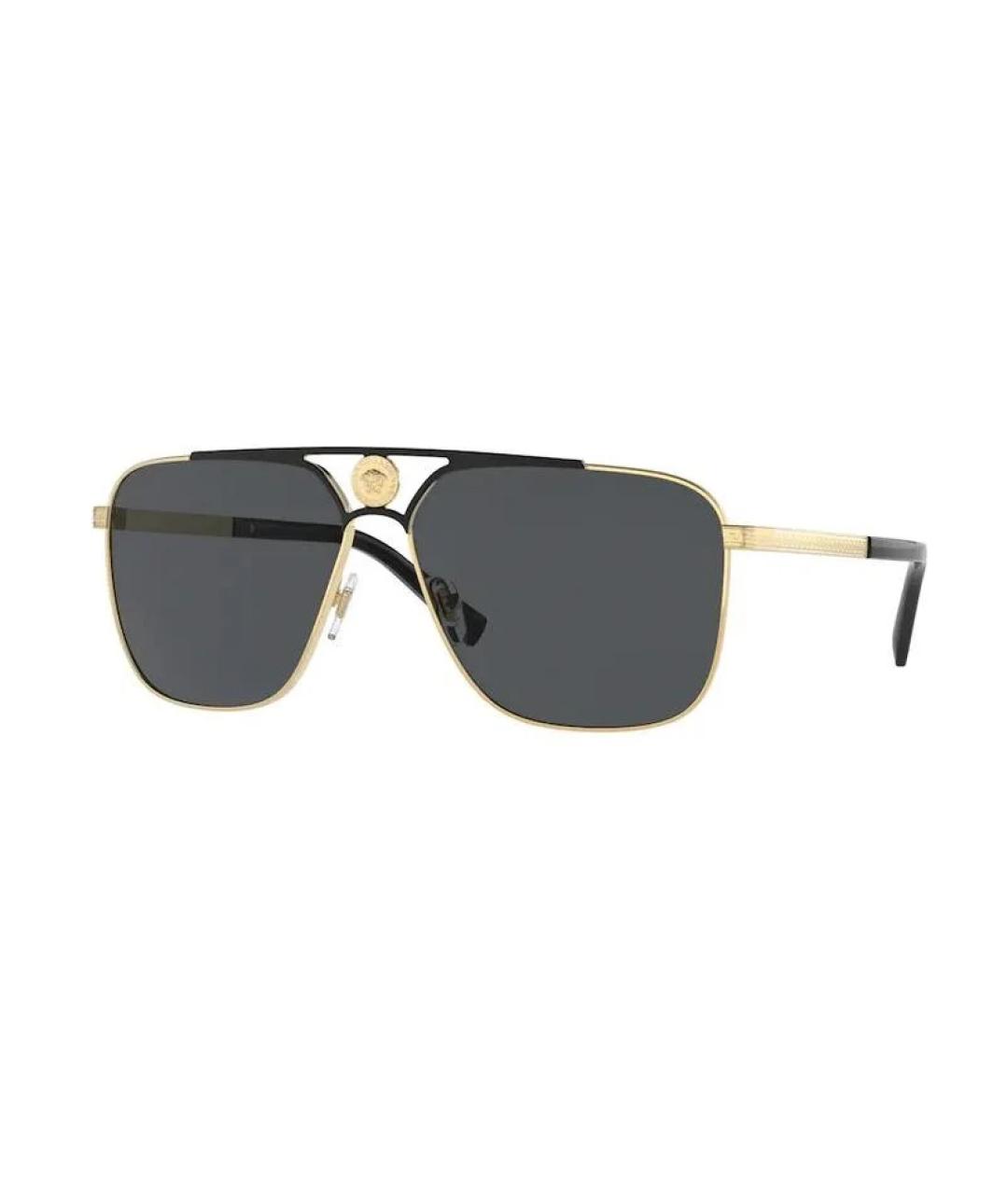 VERSACE Золотые металлические солнцезащитные очки, фото 1