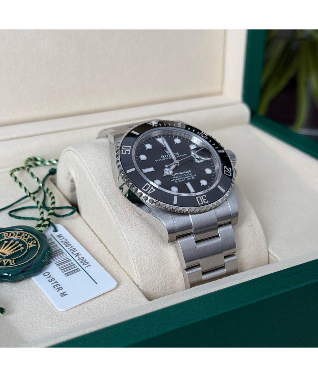 ROLEX Черные металлические часы, фото 4