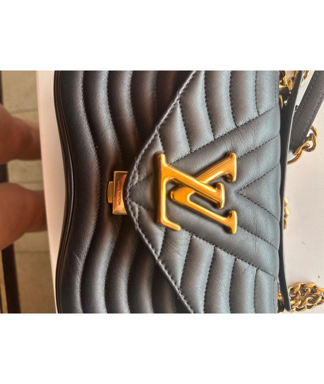LOUIS VUITTON Черная кожаная сумка через плечо, фото 5