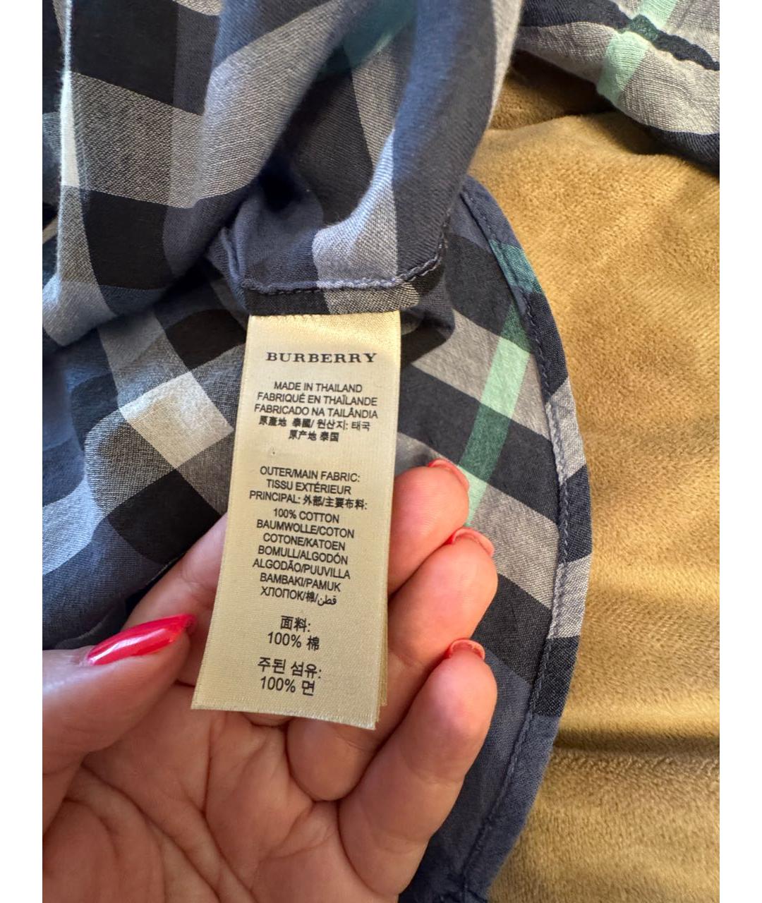 BURBERRY Синяя хлопковая рубашка, фото 5