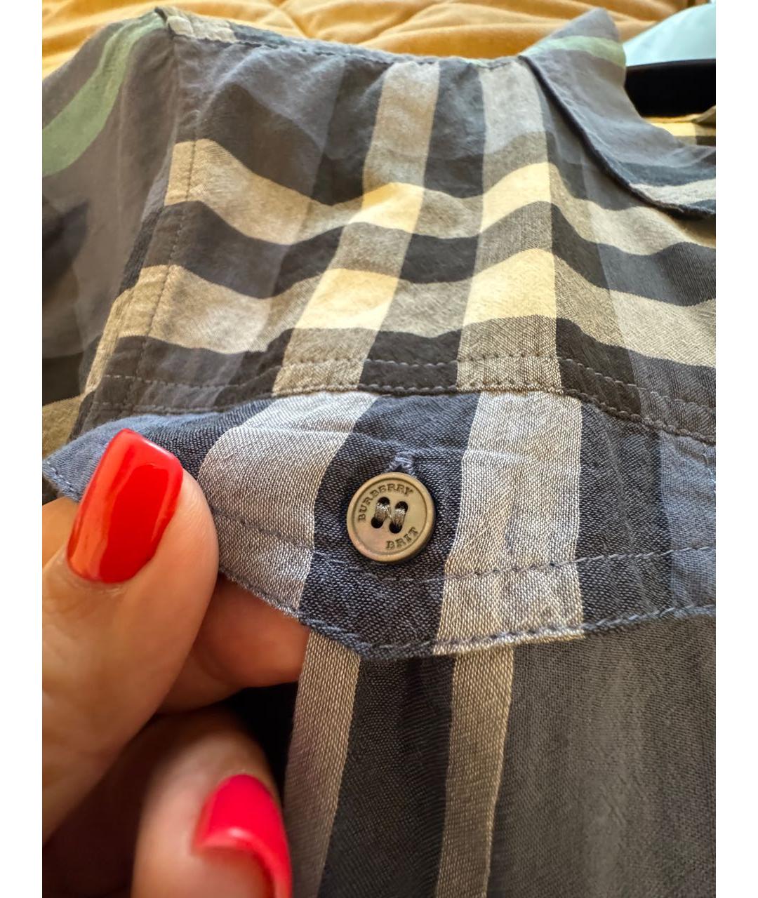BURBERRY Синяя хлопковая рубашка, фото 4