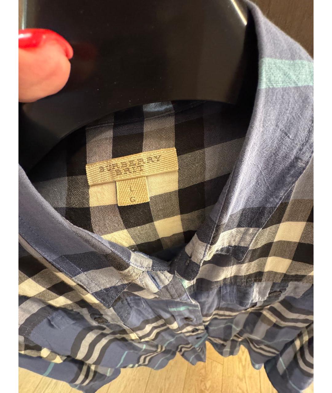 BURBERRY Синяя хлопковая рубашка, фото 3