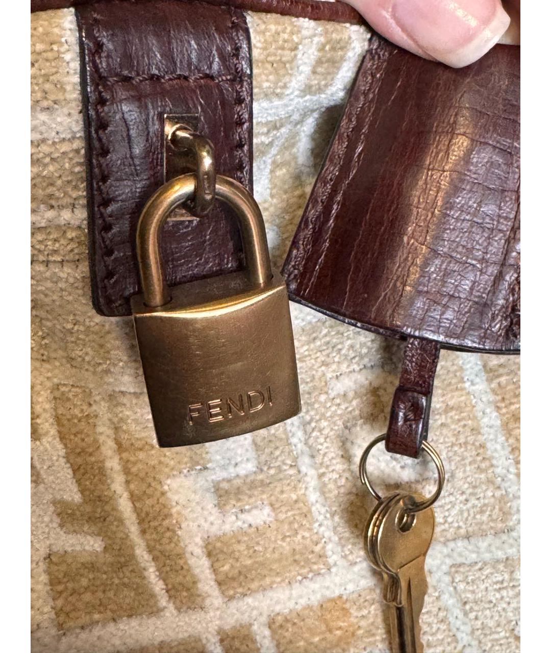 FENDI Бежевая тканевая сумка тоут, фото 6